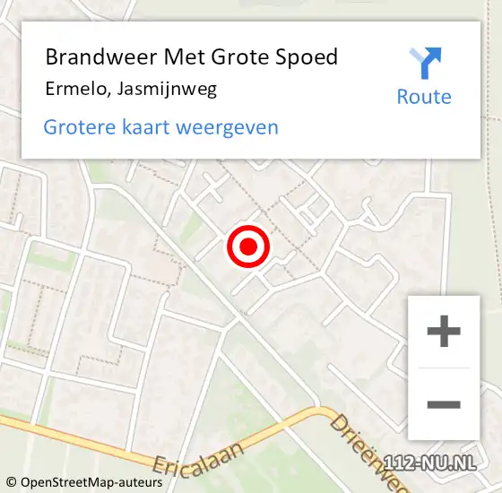 Locatie op kaart van de 112 melding: Brandweer Met Grote Spoed Naar Ermelo, Jasmijnweg op 10 januari 2024 15:30