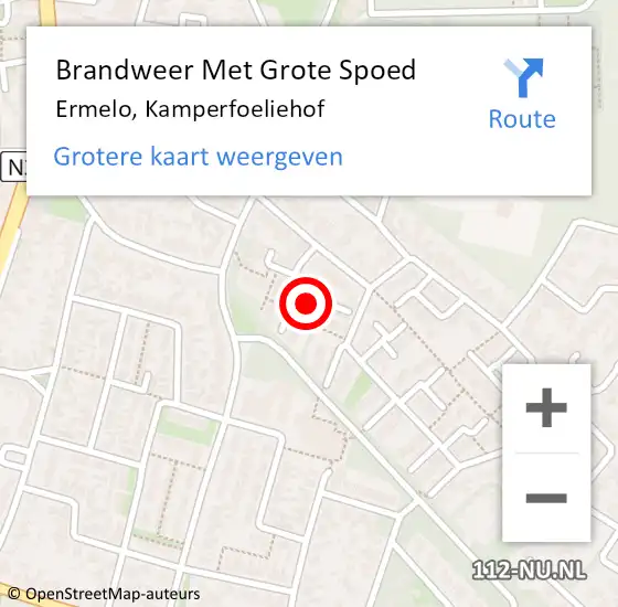 Locatie op kaart van de 112 melding: Brandweer Met Grote Spoed Naar Ermelo, Kamperfoeliehof op 10 januari 2024 15:35