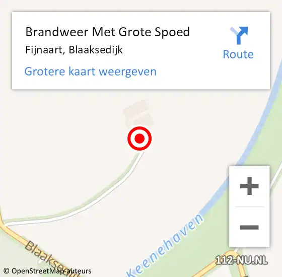 Locatie op kaart van de 112 melding: Brandweer Met Grote Spoed Naar Fijnaart, Blaaksedijk op 10 januari 2024 15:36