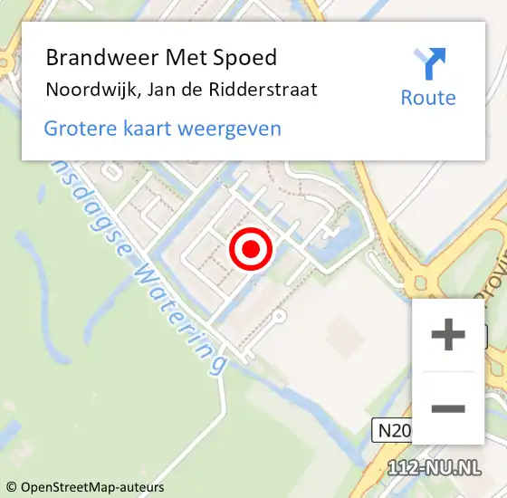 Locatie op kaart van de 112 melding: Brandweer Met Spoed Naar Noordwijk, Jan de Ridderstraat op 10 januari 2024 15:45