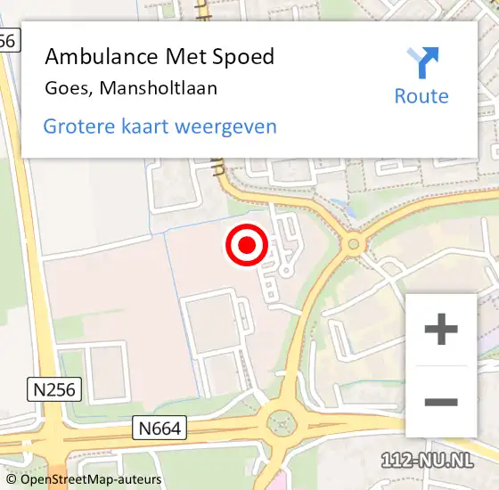 Locatie op kaart van de 112 melding: Ambulance Met Spoed Naar Goes, Mansholtlaan op 21 september 2014 17:27