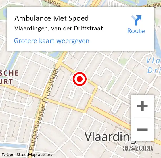 Locatie op kaart van de 112 melding: Ambulance Met Spoed Naar Vlaardingen, van der Driftstraat op 10 januari 2024 16:02