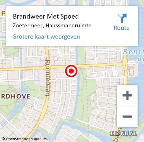 Locatie op kaart van de 112 melding: Brandweer Met Spoed Naar Zoetermeer, Haussmannruimte op 10 januari 2024 16:05