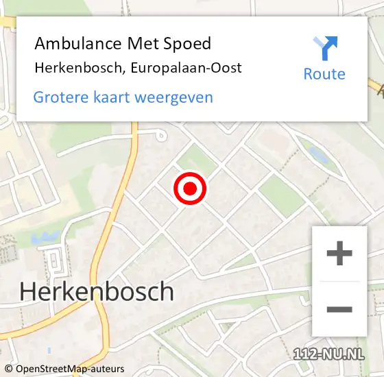 Locatie op kaart van de 112 melding: Ambulance Met Spoed Naar Herkenbosch, Europalaan-Oost op 10 januari 2024 16:05