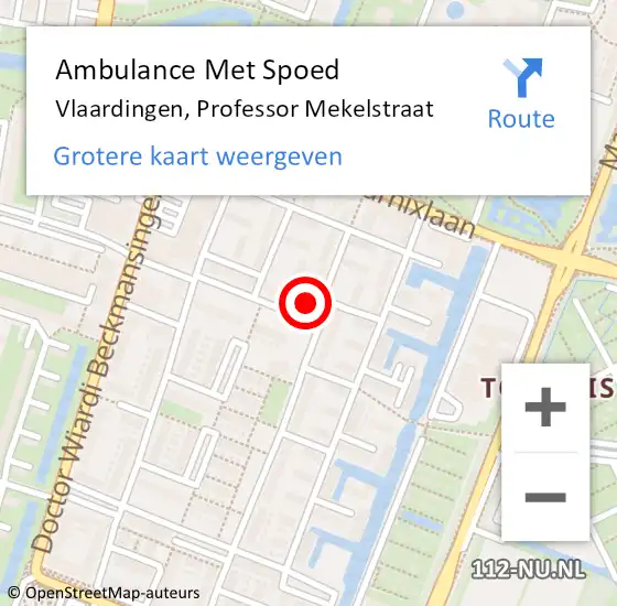 Locatie op kaart van de 112 melding: Ambulance Met Spoed Naar Vlaardingen, Professor Mekelstraat op 10 januari 2024 16:14