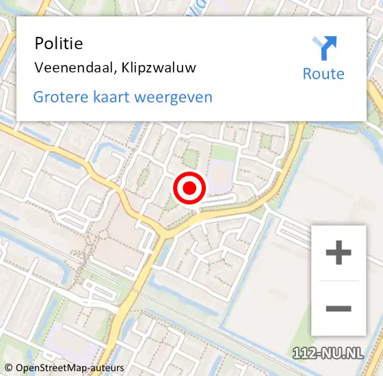 Locatie op kaart van de 112 melding: Politie Veenendaal, Klipzwaluw op 10 januari 2024 16:17