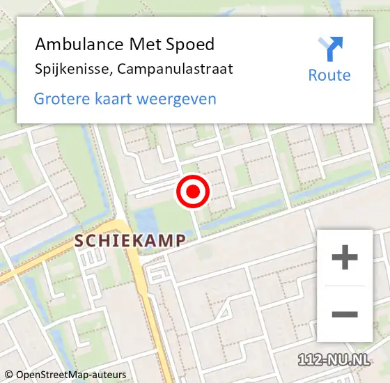 Locatie op kaart van de 112 melding: Ambulance Met Spoed Naar Spijkenisse, Campanulastraat op 10 januari 2024 16:22