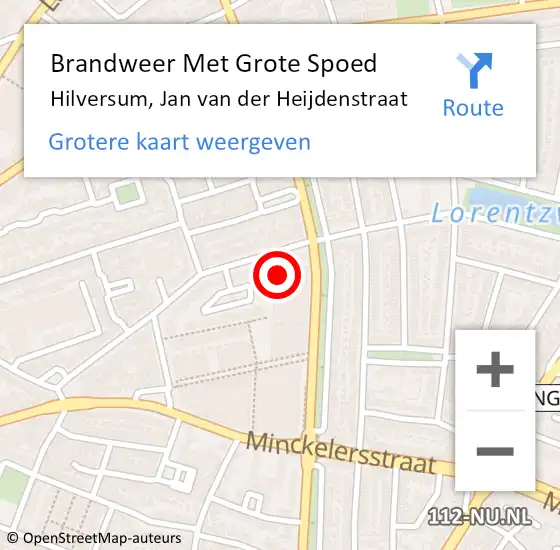 Locatie op kaart van de 112 melding: Brandweer Met Grote Spoed Naar Hilversum, Jan van der Heijdenstraat op 10 januari 2024 16:23