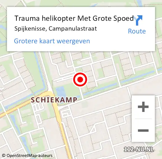 Locatie op kaart van de 112 melding: Trauma helikopter Met Grote Spoed Naar Spijkenisse, Campanulastraat op 10 januari 2024 16:30