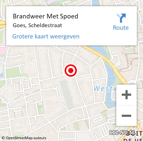 Locatie op kaart van de 112 melding: Brandweer Met Spoed Naar Goes, Scheldestraat op 10 januari 2024 16:35