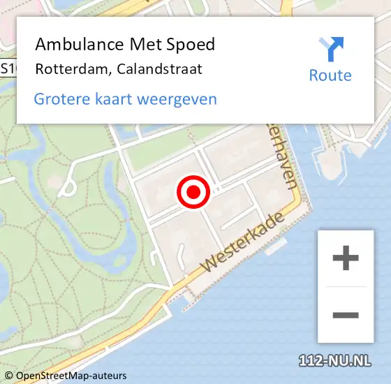 Locatie op kaart van de 112 melding: Ambulance Met Spoed Naar Rotterdam, Calandstraat op 10 januari 2024 16:47