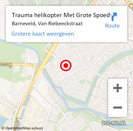 Locatie op kaart van de 112 melding: Trauma helikopter Met Grote Spoed Naar Barneveld, Van Riebeeckstraat op 10 januari 2024 17:15