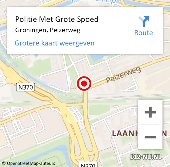Locatie op kaart van de 112 melding: Politie Met Grote Spoed Naar Groningen, Peizerweg op 10 januari 2024 17:17