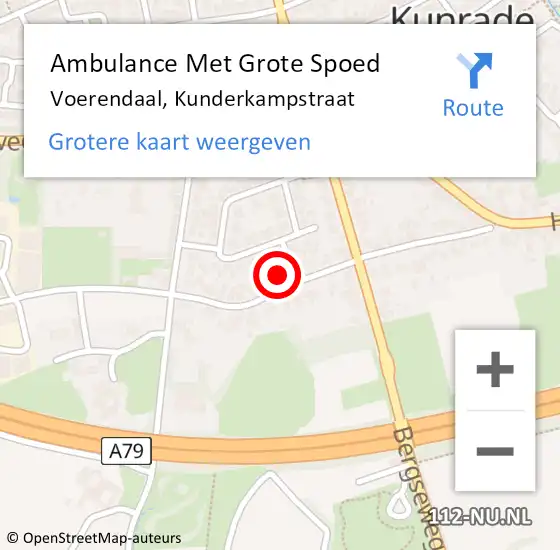 Locatie op kaart van de 112 melding: Ambulance Met Grote Spoed Naar Voerendaal, Kunderkampstraat op 21 september 2014 17:42