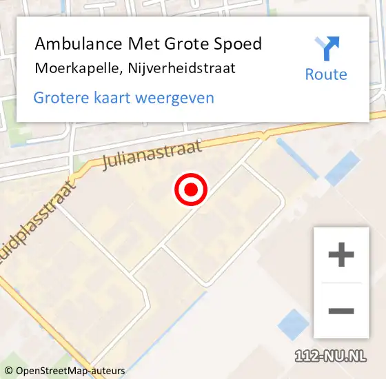Locatie op kaart van de 112 melding: Ambulance Met Grote Spoed Naar Moerkapelle, Nijverheidstraat op 10 januari 2024 17:36