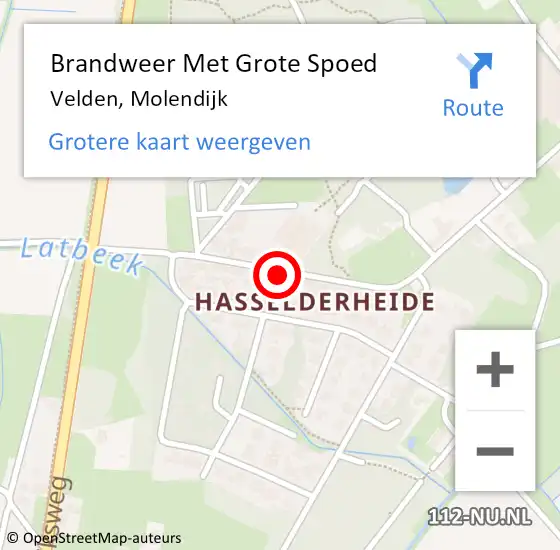 Locatie op kaart van de 112 melding: Brandweer Met Grote Spoed Naar Velden, Molendijk op 10 januari 2024 17:36