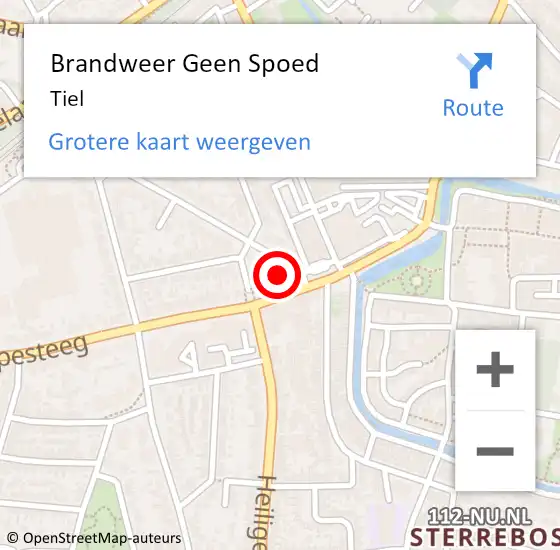 Locatie op kaart van de 112 melding: Brandweer Geen Spoed Naar Tiel op 10 januari 2024 17:39