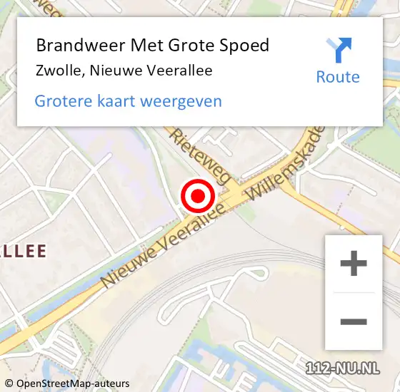 Locatie op kaart van de 112 melding: Brandweer Met Grote Spoed Naar Zwolle, Nieuwe Veerallee op 10 januari 2024 17:45