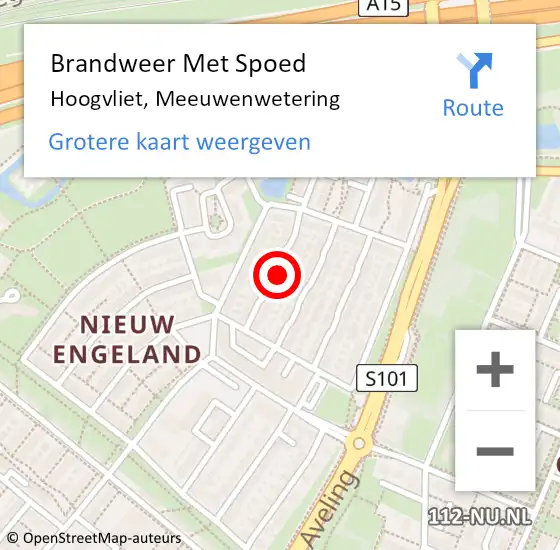 Locatie op kaart van de 112 melding: Brandweer Met Spoed Naar Hoogvliet, Meeuwenwetering op 10 januari 2024 18:09