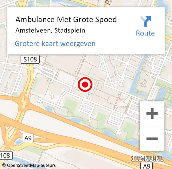Locatie op kaart van de 112 melding: Ambulance Met Grote Spoed Naar Amstelveen, Stadsplein op 10 januari 2024 18:30
