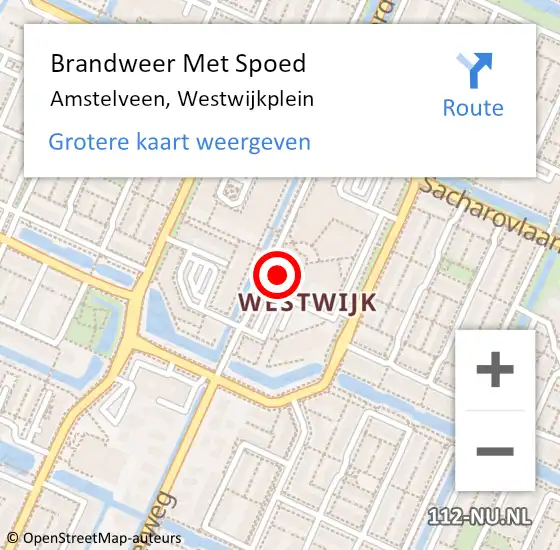 Locatie op kaart van de 112 melding: Brandweer Met Spoed Naar Amstelveen, Westwijkplein op 10 januari 2024 19:02