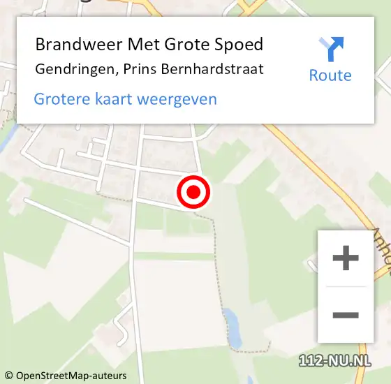 Locatie op kaart van de 112 melding: Brandweer Met Grote Spoed Naar Gendringen, Prins Bernhardstraat op 10 januari 2024 19:36