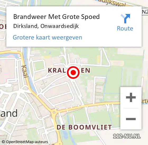 Locatie op kaart van de 112 melding: Brandweer Met Grote Spoed Naar Dirksland, Onwaardsedijk op 10 januari 2024 19:51