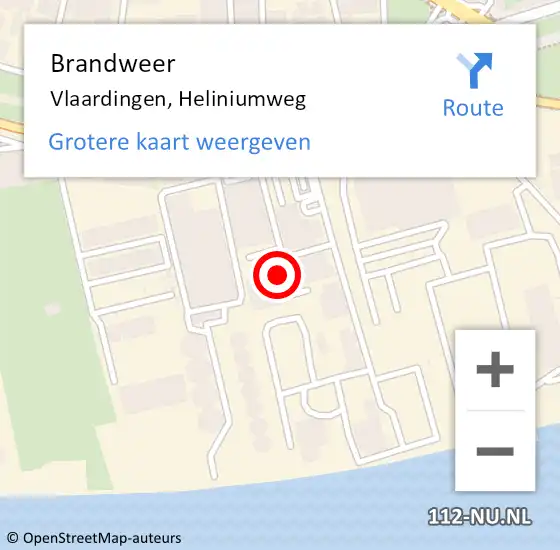 Locatie op kaart van de 112 melding: Brandweer Vlaardingen, Heliniumweg op 10 januari 2024 19:54