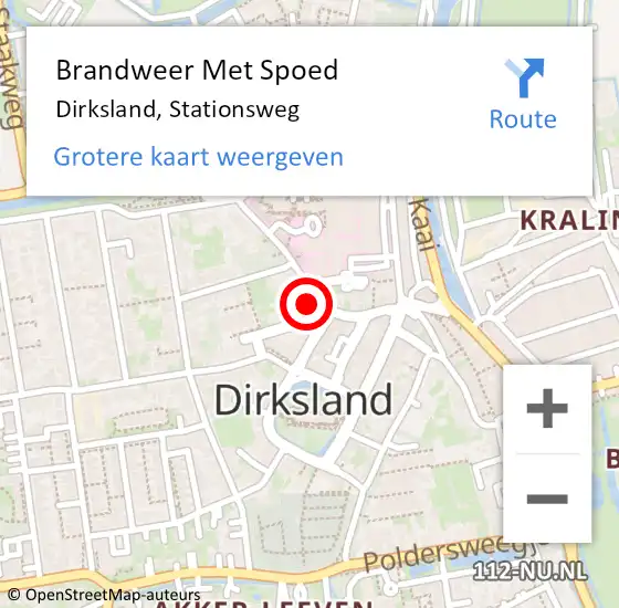 Locatie op kaart van de 112 melding: Brandweer Met Spoed Naar Dirksland, Stationsweg op 10 januari 2024 19:54