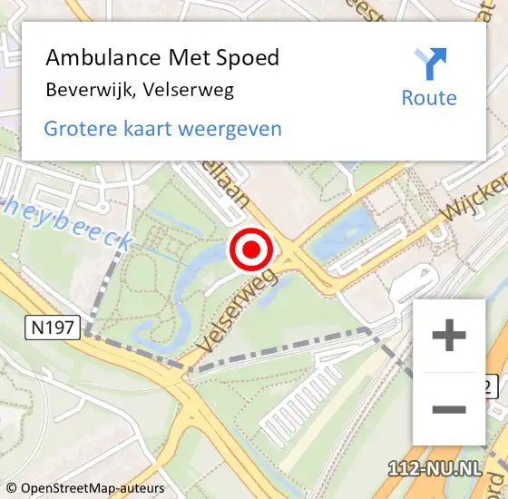 Locatie op kaart van de 112 melding: Ambulance Met Spoed Naar Beverwijk, Velserweg op 10 januari 2024 19:55