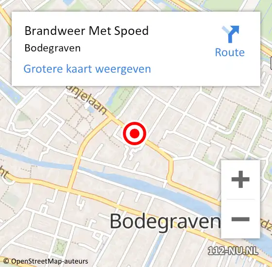 Locatie op kaart van de 112 melding: Brandweer Met Spoed Naar Bodegraven op 10 januari 2024 20:10