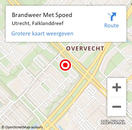 Locatie op kaart van de 112 melding: Brandweer Met Spoed Naar Utrecht, Falklanddreef op 10 januari 2024 20:11