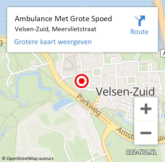 Locatie op kaart van de 112 melding: Ambulance Met Grote Spoed Naar Velsen-Zuid, Meervlietstraat op 10 januari 2024 20:30