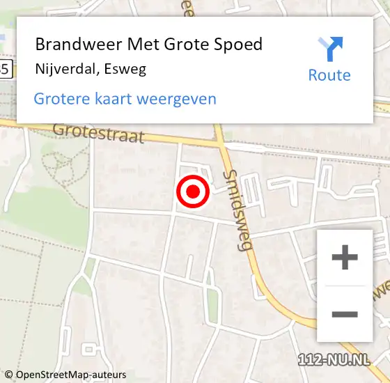 Locatie op kaart van de 112 melding: Brandweer Met Grote Spoed Naar Nijverdal, Esweg op 10 januari 2024 20:52