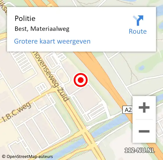 Locatie op kaart van de 112 melding: Politie Best, Materiaalweg op 10 januari 2024 21:40