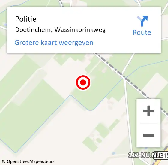 Locatie op kaart van de 112 melding: Politie Doetinchem, Wassinkbrinkweg op 10 januari 2024 21:42