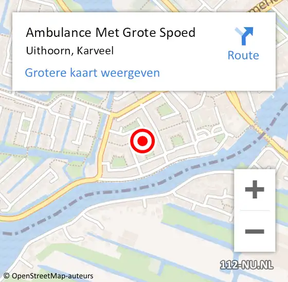 Locatie op kaart van de 112 melding: Ambulance Met Grote Spoed Naar Uithoorn, Karveel op 10 januari 2024 21:44