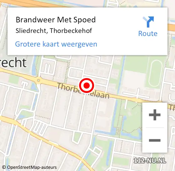 Locatie op kaart van de 112 melding: Brandweer Met Spoed Naar Sliedrecht, Thorbeckehof op 10 januari 2024 21:45