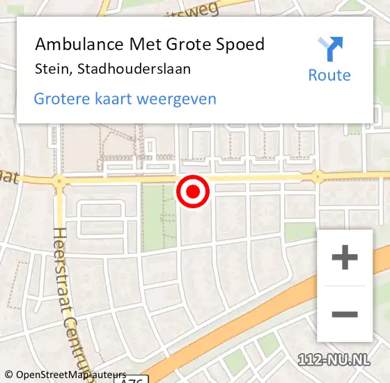 Locatie op kaart van de 112 melding: Ambulance Met Grote Spoed Naar Stein, Stadhouderslaan op 10 januari 2024 22:03