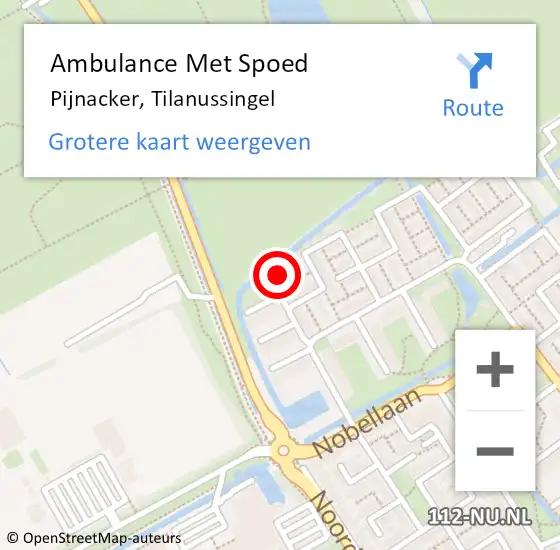 Locatie op kaart van de 112 melding: Ambulance Met Spoed Naar Pijnacker, Tilanussingel op 10 januari 2024 22:18