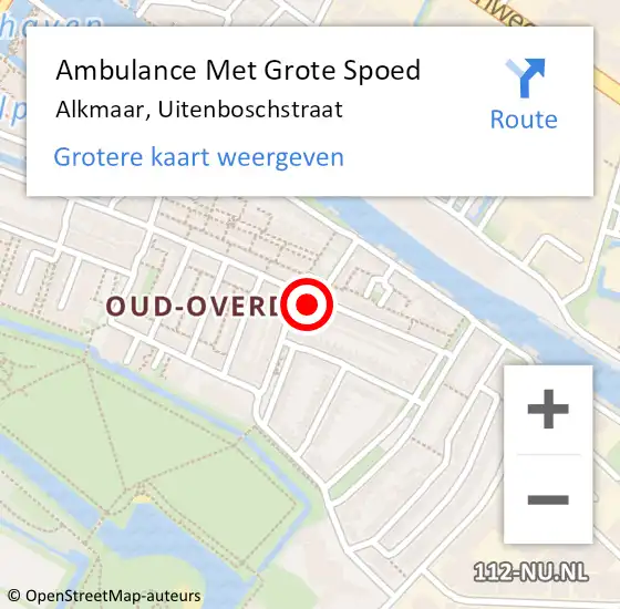 Locatie op kaart van de 112 melding: Ambulance Met Grote Spoed Naar Alkmaar, Uitenboschstraat op 10 januari 2024 23:18