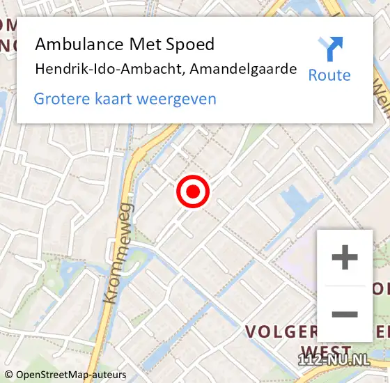 Locatie op kaart van de 112 melding: Ambulance Met Spoed Naar Hendrik-Ido-Ambacht, Amandelgaarde op 10 januari 2024 23:26