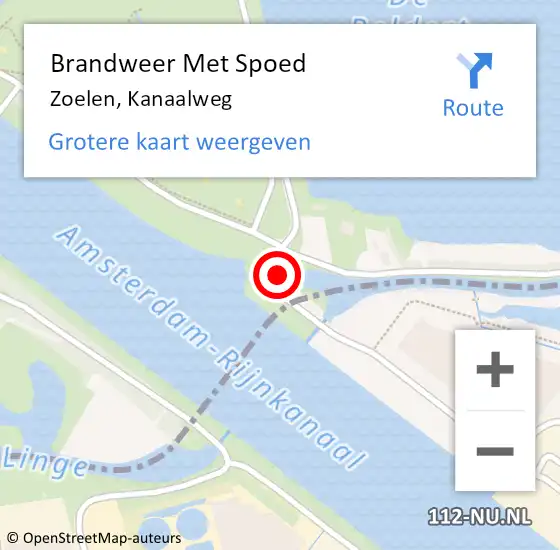 Locatie op kaart van de 112 melding: Brandweer Met Spoed Naar Zoelen, Kanaalweg op 10 januari 2024 23:29