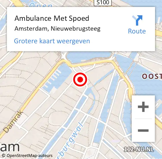 Locatie op kaart van de 112 melding: Ambulance Met Spoed Naar Amsterdam, Nieuwebrugsteeg op 11 januari 2024 00:17