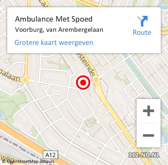 Locatie op kaart van de 112 melding: Ambulance Met Spoed Naar Voorburg, van Arembergelaan op 11 januari 2024 00:26