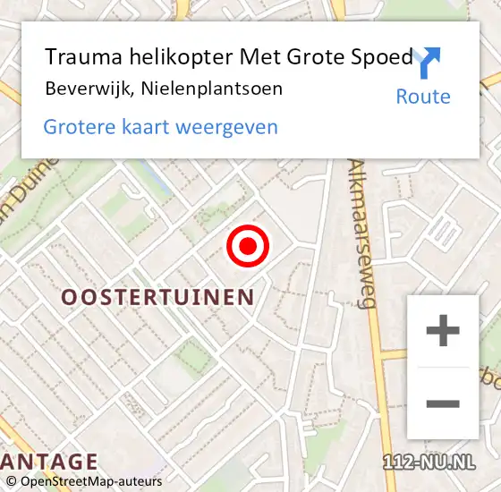 Locatie op kaart van de 112 melding: Trauma helikopter Met Grote Spoed Naar Beverwijk, Nielenplantsoen op 11 januari 2024 00:46