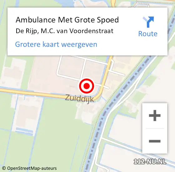 Locatie op kaart van de 112 melding: Ambulance Met Grote Spoed Naar De Rijp, M.C. van Voordenstraat op 11 januari 2024 03:59