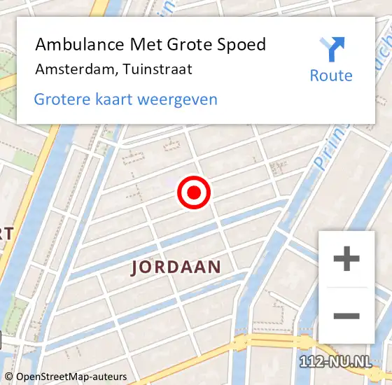 Locatie op kaart van de 112 melding: Ambulance Met Grote Spoed Naar Amsterdam, Tuinstraat op 11 januari 2024 04:41