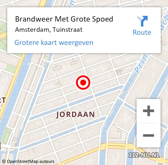 Locatie op kaart van de 112 melding: Brandweer Met Grote Spoed Naar Amsterdam, Tuinstraat op 11 januari 2024 04:43