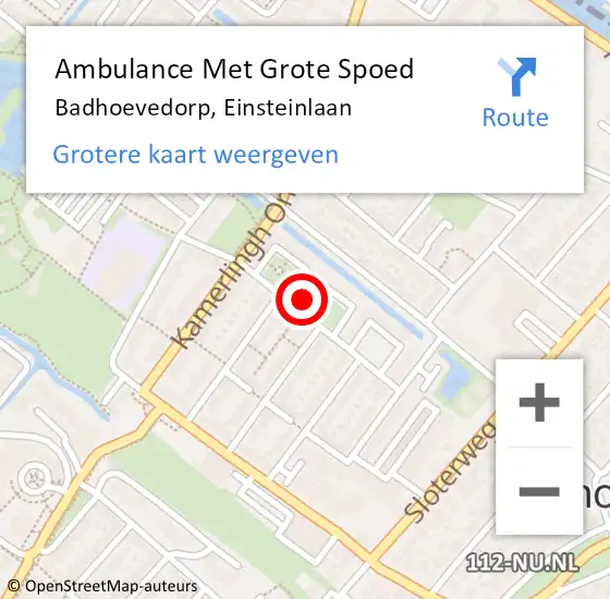 Locatie op kaart van de 112 melding: Ambulance Met Grote Spoed Naar Badhoevedorp, Einsteinlaan op 11 januari 2024 05:40